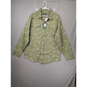 Cookies Mens Barbed Wire Print Button Down Shirt Green XL Streetwear Long Sleeve